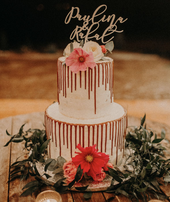 tort weselny kraków dekoracja drip cake